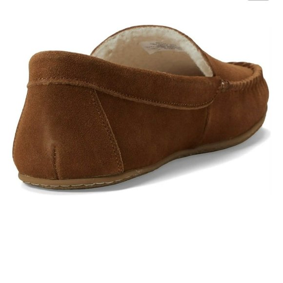 Polo Ralph Lauren Collins Bear Suede Memory Foam Moccasin Slippers BROWN - Picture 7 of 7